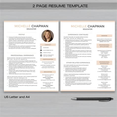 page resume template word