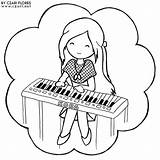 Piano Coloring Pages Playing Girl Color Printable Popular Getdrawings Getcolorings sketch template