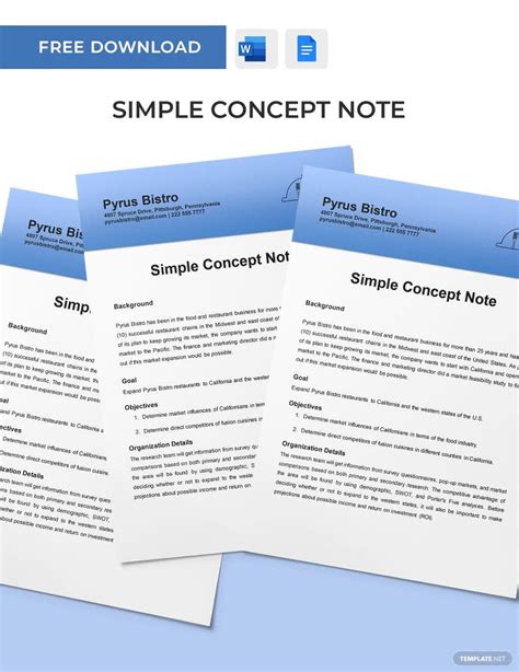 simple concept note template  word google docs pages