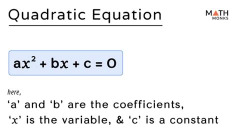 quadratic equation definition rules examples problems