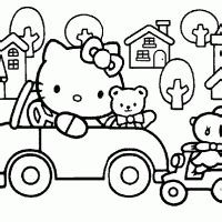 kitty driving  kitty coloring  kitty colouring pages