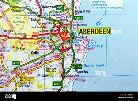 road map  aberdeen scotland stock photo  alamy