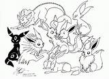 Pokemon Eevee Coloring Evolutions Pages Library Clipart sketch template