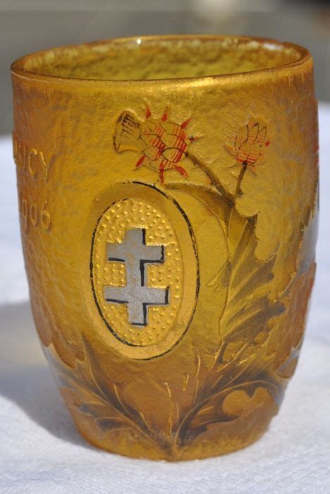 rare miniature vase cleared acid  polychrome  gold enamelled signed daum nancy