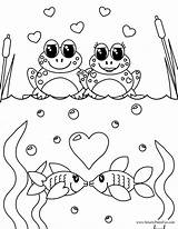 Coloring Pages Frog Valentines Cute Valentine Fish Adult Couples Kids Printable Color Print Frogs Printables Sheets Colouring Pants Smarty Fun sketch template