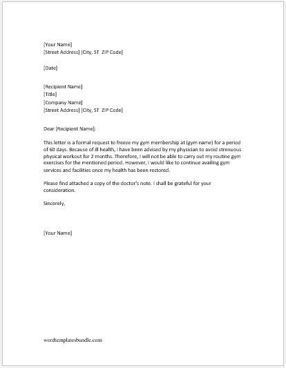 gym cancellation letters   situations formal word templates