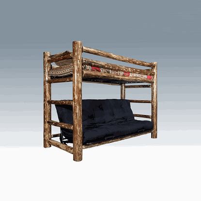 amish glacier pine log twin  futon bunk bed