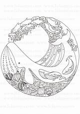 Baleine Mandalas Wal Licorne Coquillage Bleue Farbenfroh Seashell Ausdrucken Malvorlagen Malerei Erwachsene Malbuch sketch template
