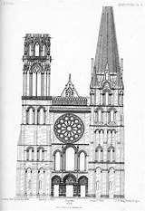 Gothic Cathedral Chartres Drawing Architecture France Denis Notre Dame Drawings Building St Saint Grade Architectural Patrick Facade Illustration Draw Ages sketch template