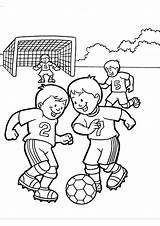 Coloring Soccer Pages Kids Playing Boy Super Football Printable Together Play sketch template