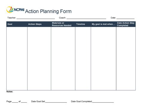 action plan template  editable national center  pyramid model