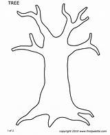 Thumbprint Lembaran Trunk Prasekolah Kerja Trees Pokok Freekidscrafts Kanak Aktiviti Pulapah Menarik Murid sketch template
