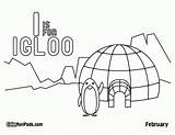 Coloring Igloo Pages Comments Iglu Colouring sketch template