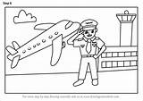 Draw Pilot Drawing Cartoon Step Occupations Tutorials Drawings Learn Paintingvalley sketch template