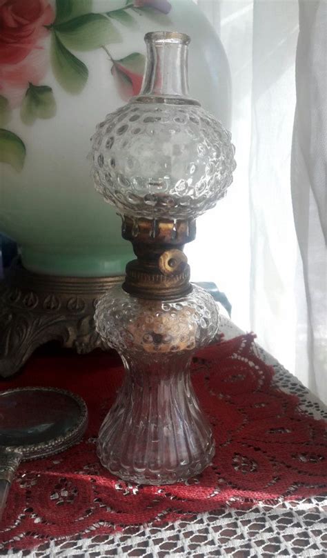 miniature sneath oil lamp chimney glass hobnail swirl etsy oil