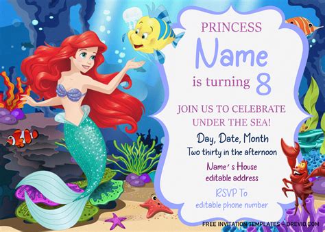 mermaid birthday invitations  printables printable word
