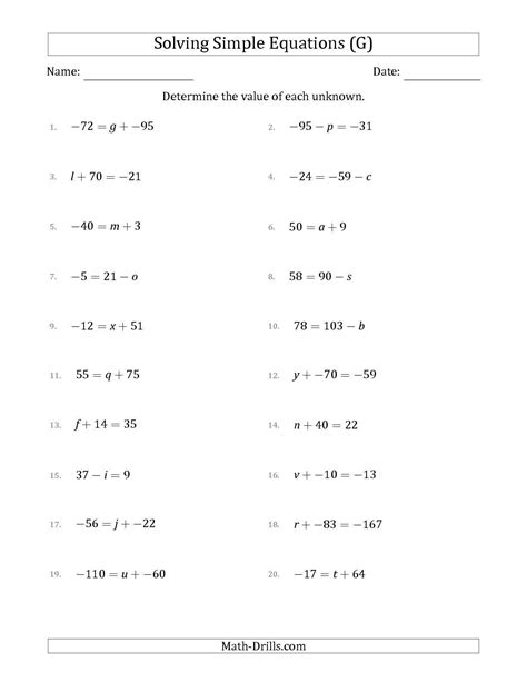 solving equations  variables   sides worksheet answers db
