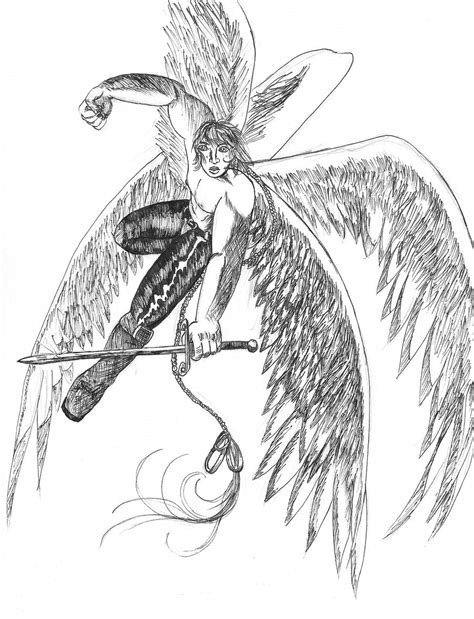 angel warrior drawings sketch coloring page