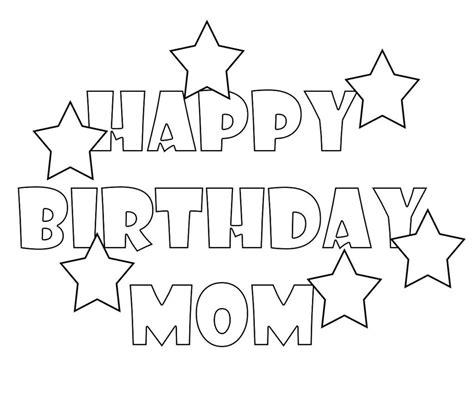 happy birthday mom coloring page  stars