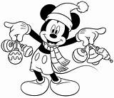 Mickey Christmas Coloring Disney Pages Ornaments Holding Drawing Cute Choose Board Colouring Malvorlagen Merry Kids sketch template