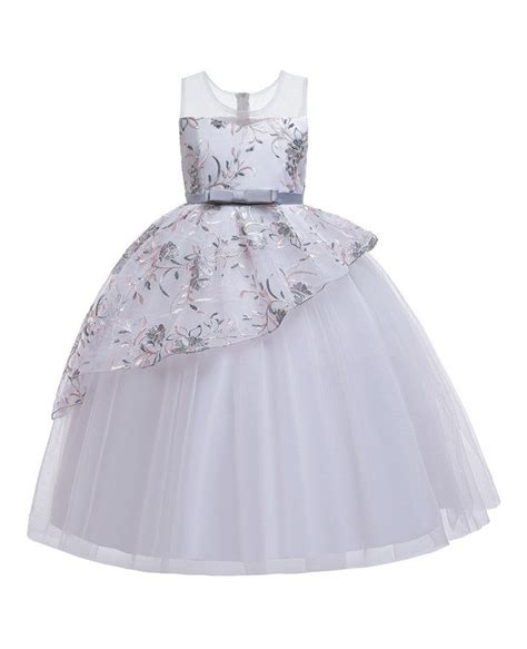 38 89 Ballgown Long Tulle Wedding Dress Flower Girl With Blue Sash For