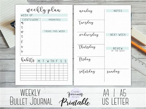 printable weekly planner printable weekly bullet journal planner images   finder
