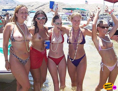 five horny college co eds flashing their tits at spring break