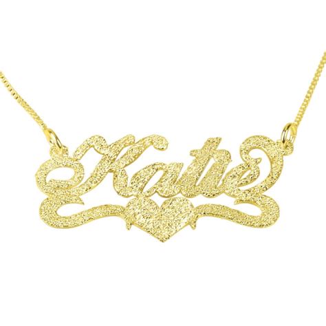 sparkling 14k gold carrie name necklace with center heart buy now