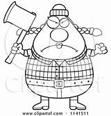 Lumberjack Angry Clipart Chubby Coloring Female Male Cartoon Cory Thoman Vector Outlined Royalty Clipartof sketch template
