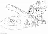 Pond Coloring Pages Fishing Printable Kids Adults sketch template