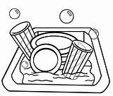 Clipart Dishes Clean Sink Cliparts Library sketch template