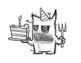 Monster Birthday Cake Coloring Coloringcrew sketch template