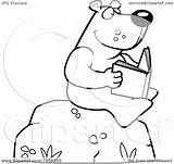 Bear Reading Book Clipart Boulder Coloring Cartoon Thoman Cory Outlined Vector Regarding Notes sketch template