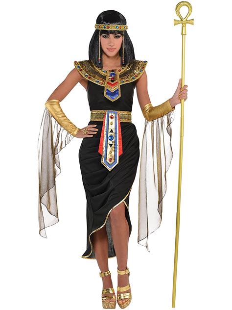 Adult 8 20 Egyptian Queen Black Fancy Dress Costume Ladies Outfit Toga