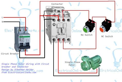 single phase motor wiring  contactor diagram electrical