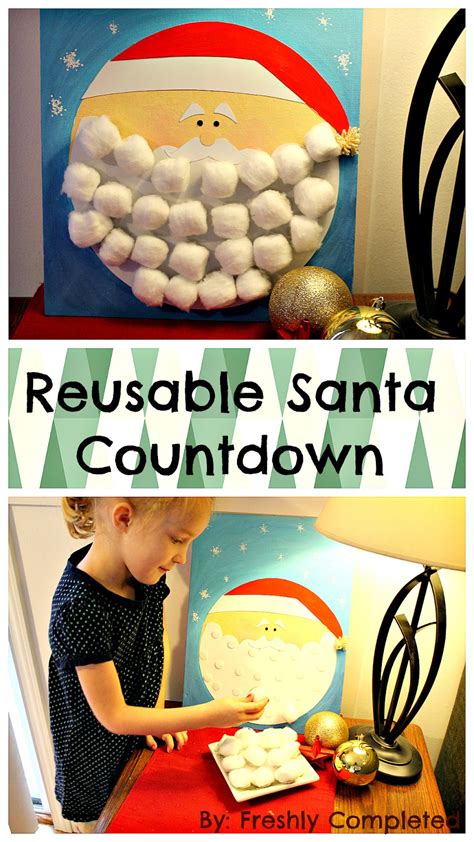 freshly completed reusable cotton ball santa countdown