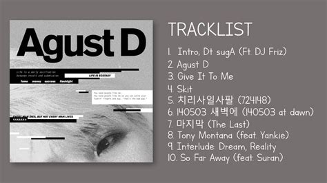 [full Album] Suga 민윤기 Agust D Mixtape Hq Youtube