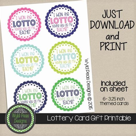 printable lottery gift card lotto gift  wyldpeasdesigns  etsy