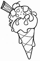 Ice Cream Coloring Pages Cone Printable Kids sketch template