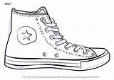 Converse Shoe Easy Schuhe Objects Drawingtutorials101 Chaussure Tutorials Malvorlage Haute öffnen sketch template
