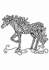 Colorare Paarden Cavallo Mozaiek Pferd Paard Disegno Fun Mosaik Pferden Caballo Ausmalbilder Mandala sketch template