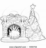 Christmas Coloring Fire Place Tree Fireplace Clipart Illustration Clip Royalty Visekart Rf Stockings Illustrations Clipartof Vector sketch template