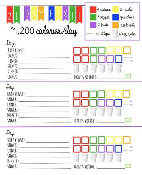 plan template  day fix planner  day fix meal plan