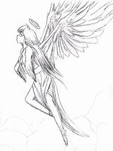 Flying Angel Drawing Simple Drawings Angels Anime Pencil Sketch Line Female Tattoo Deviantart Sad Template Coloring Getdrawings Pages Paintingvalley Templates sketch template