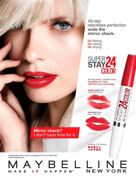 julia stegner maybelline  york cosmetics super stay hr lip color advertisement