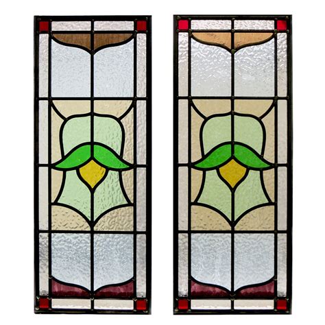 simple traditional stained glass panels  period home style