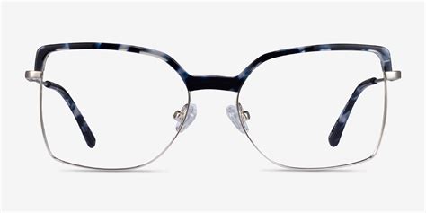 Further Geometric Blue Floral And Silver Full Rim Eyeglasses Eyebuydirect