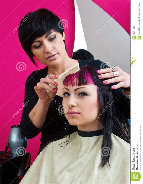 hair stylist making cool haircut stock photo image  elegance cool