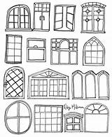 Coloring Pages Window Windows Door House Template Sketch Worksheets Drawing sketch template