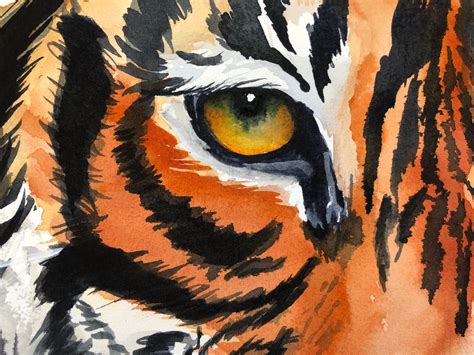 tiger painting original watercolor wild cats art wildlife wall etsy